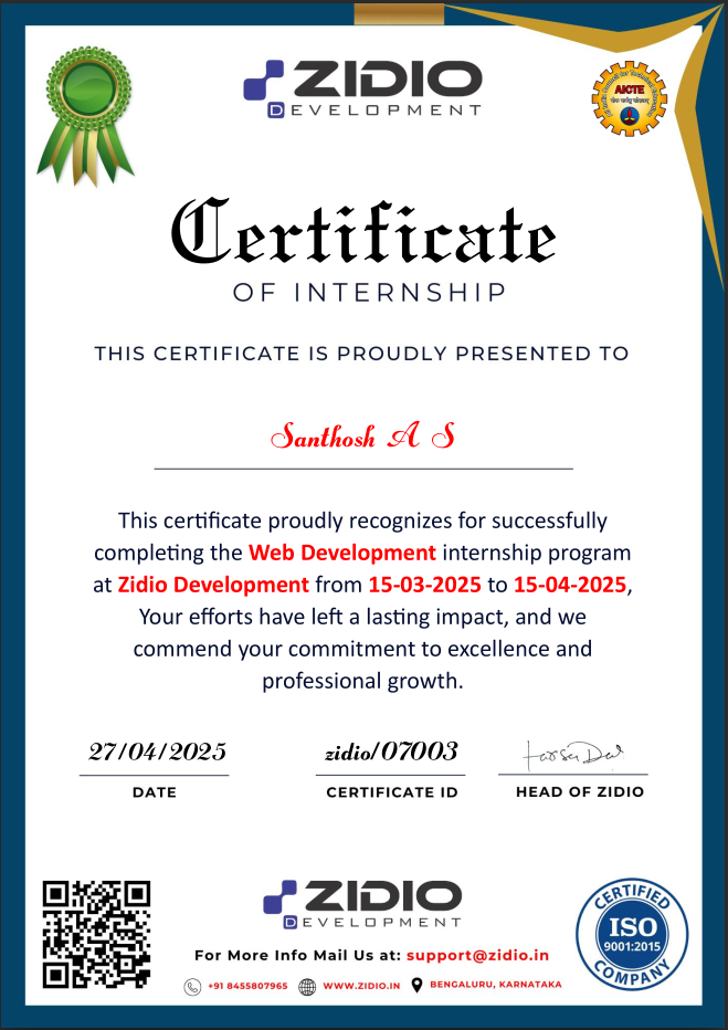 Internship Certificate