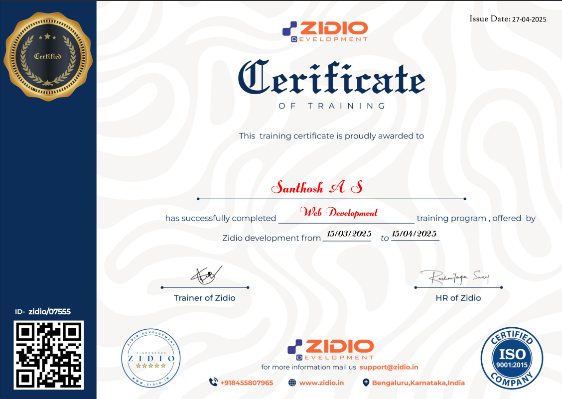 Internship Certificate